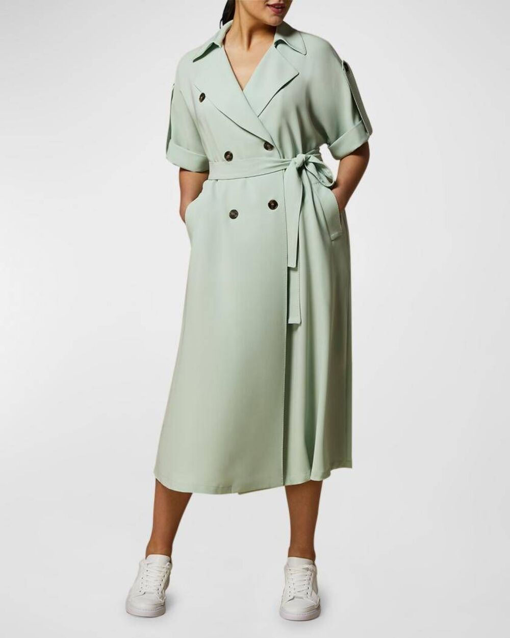 NWT Marina Rinaldi Zurigo Plus Size 20 Pastel Green Double Breasted Midi Dress - Picture 3 of 4